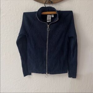 COLLUSION double edge zip track top blue tight fit stretchy US 4